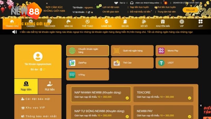 Hình thức nạp tiền bằng thẻ cào